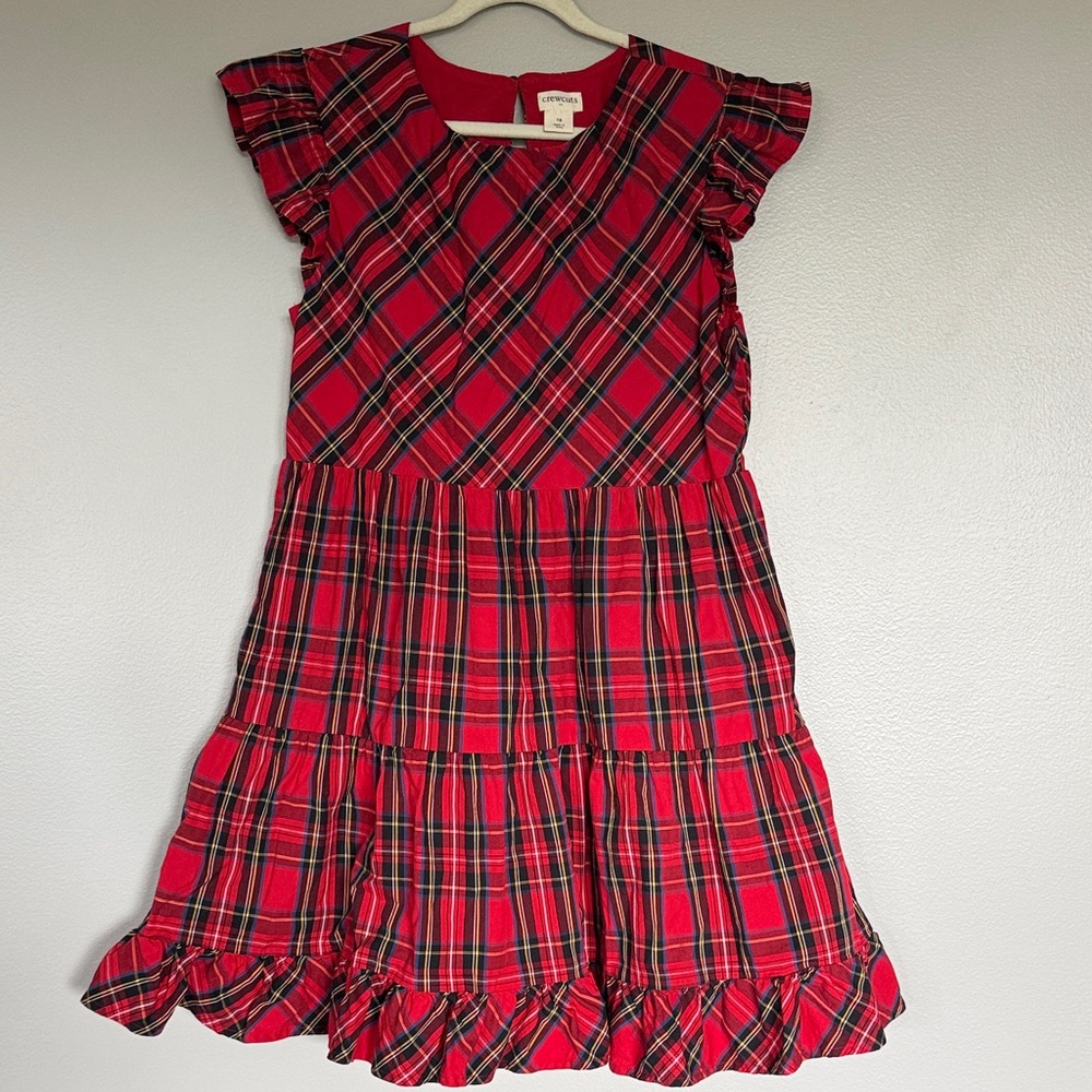 Crewcuts Red and Black Plaid Ruffle Dress